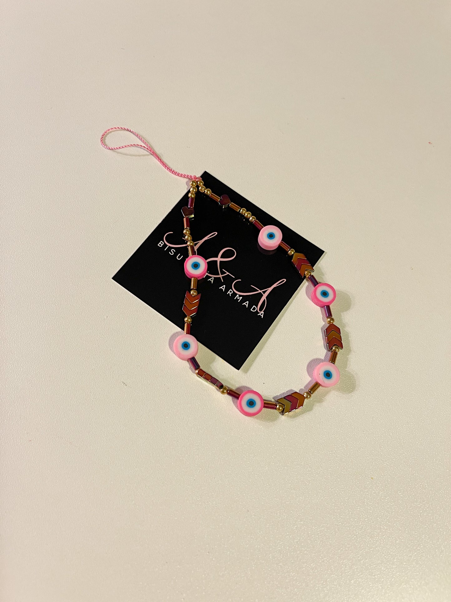 Pink Hematite Phone Charm