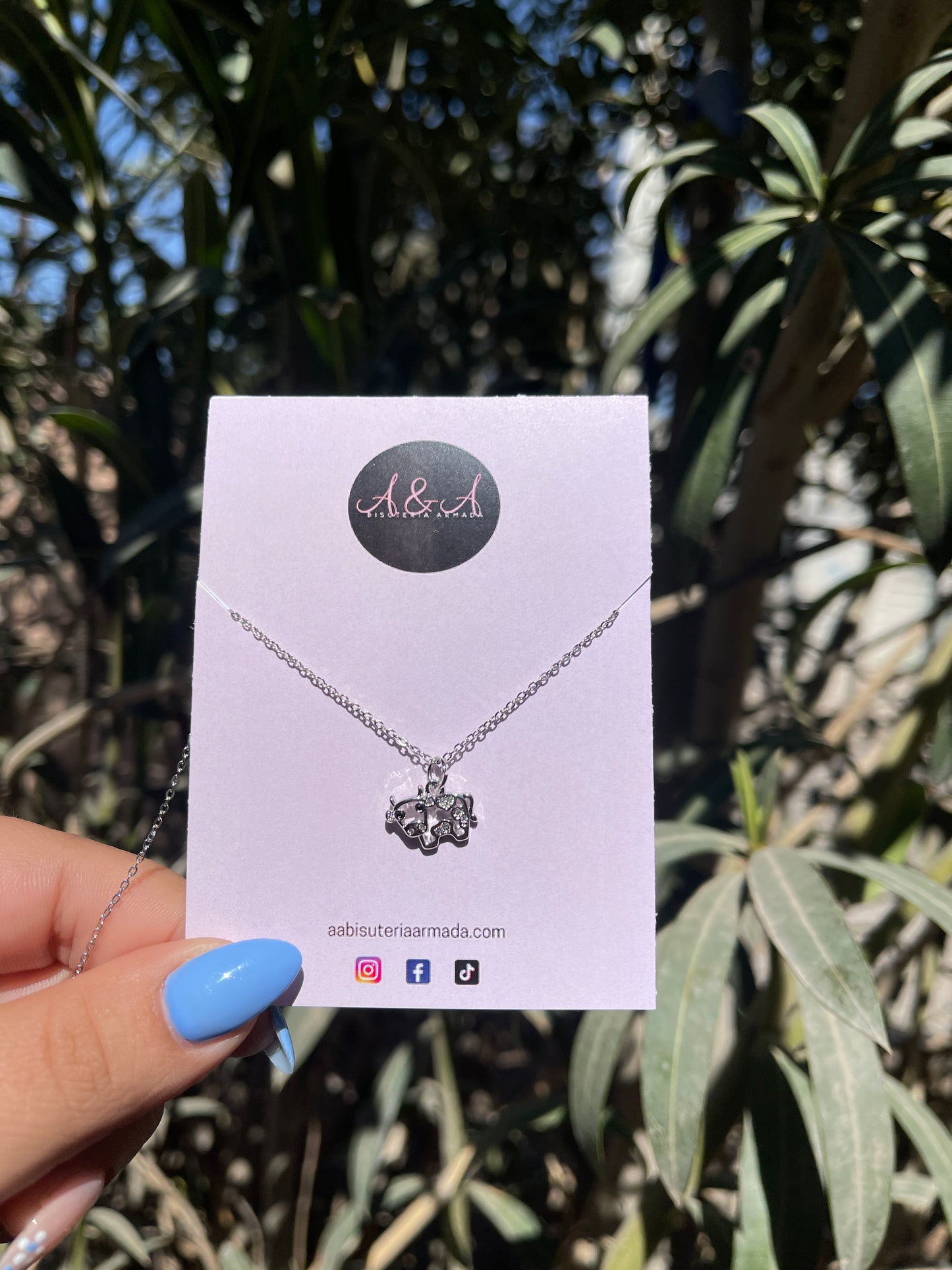 Silver Cow Necklace