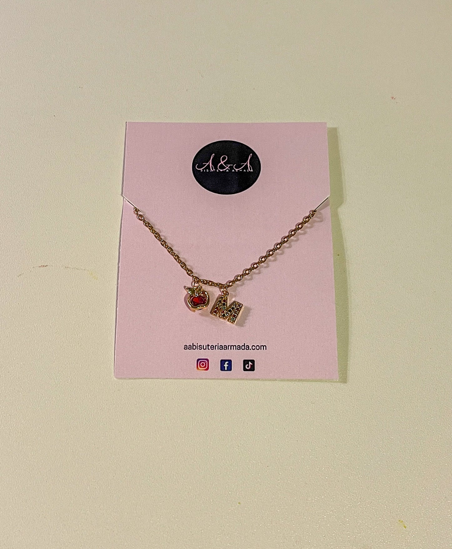Rainbow Initial Zirconia Teacher Necklace