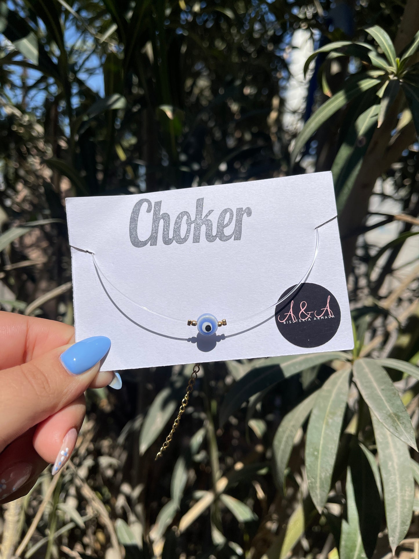 Evil Eye Murano Clear Choker