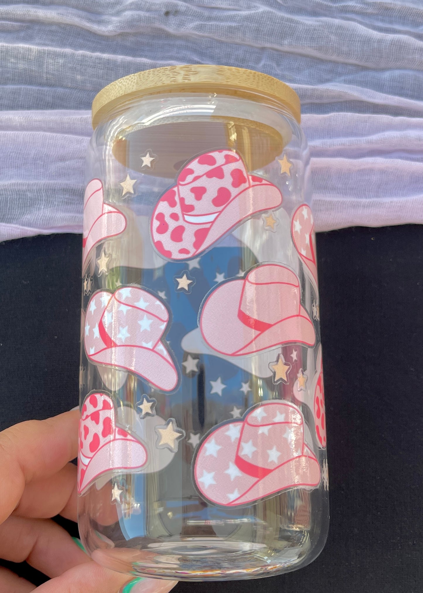 Pink Cowgirl Glass Cup