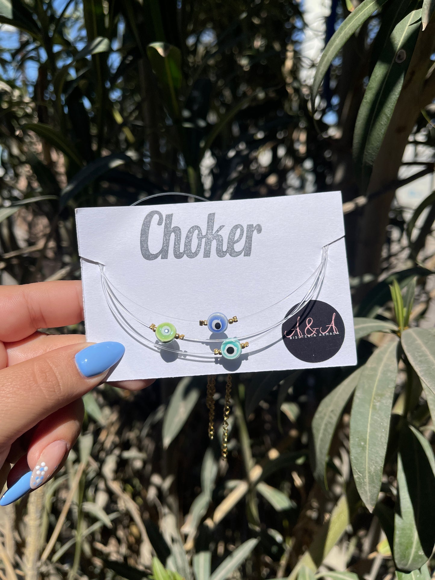 Evil Eye Murano Clear Choker