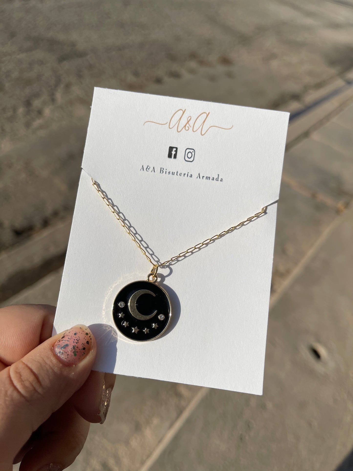 Moon Star Black Necklace