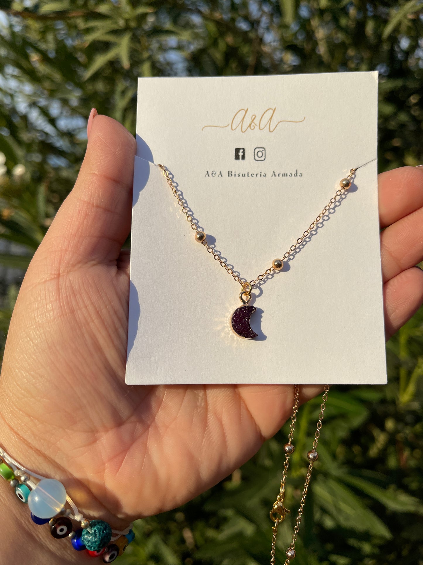 Resin Druzy Moon Necklace