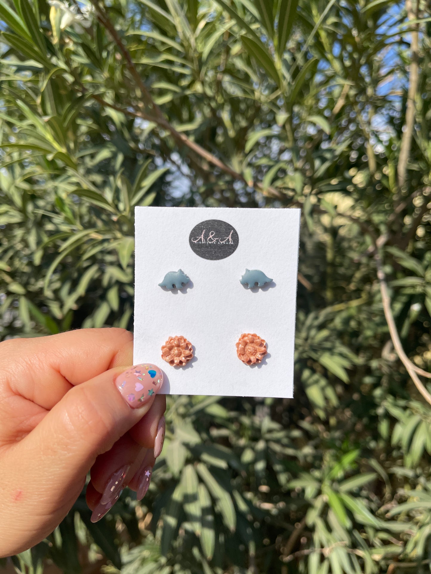 Triceratops Dinosaur Clay Earrings