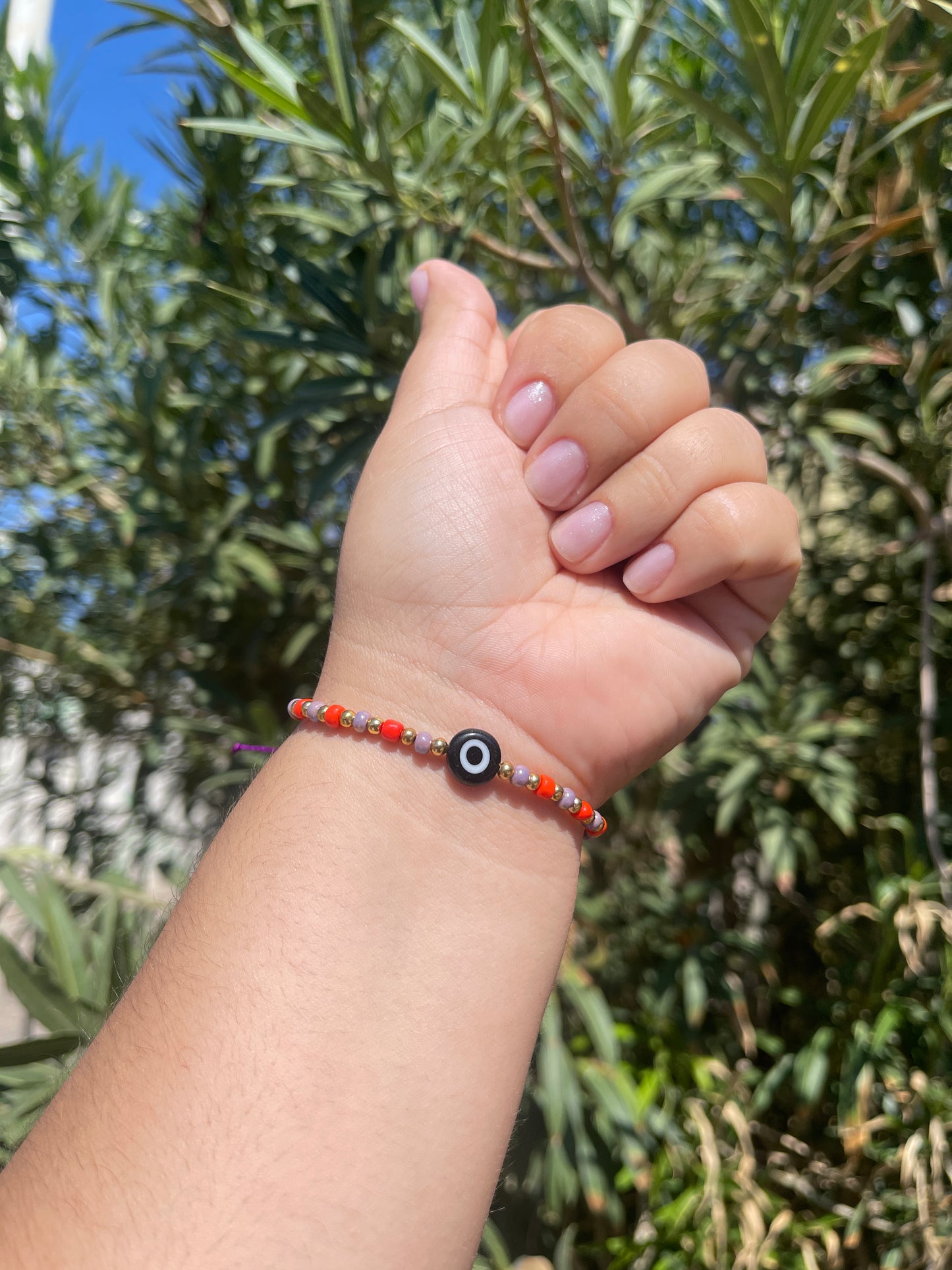 Purple & Orange Evil Eye Bracelet