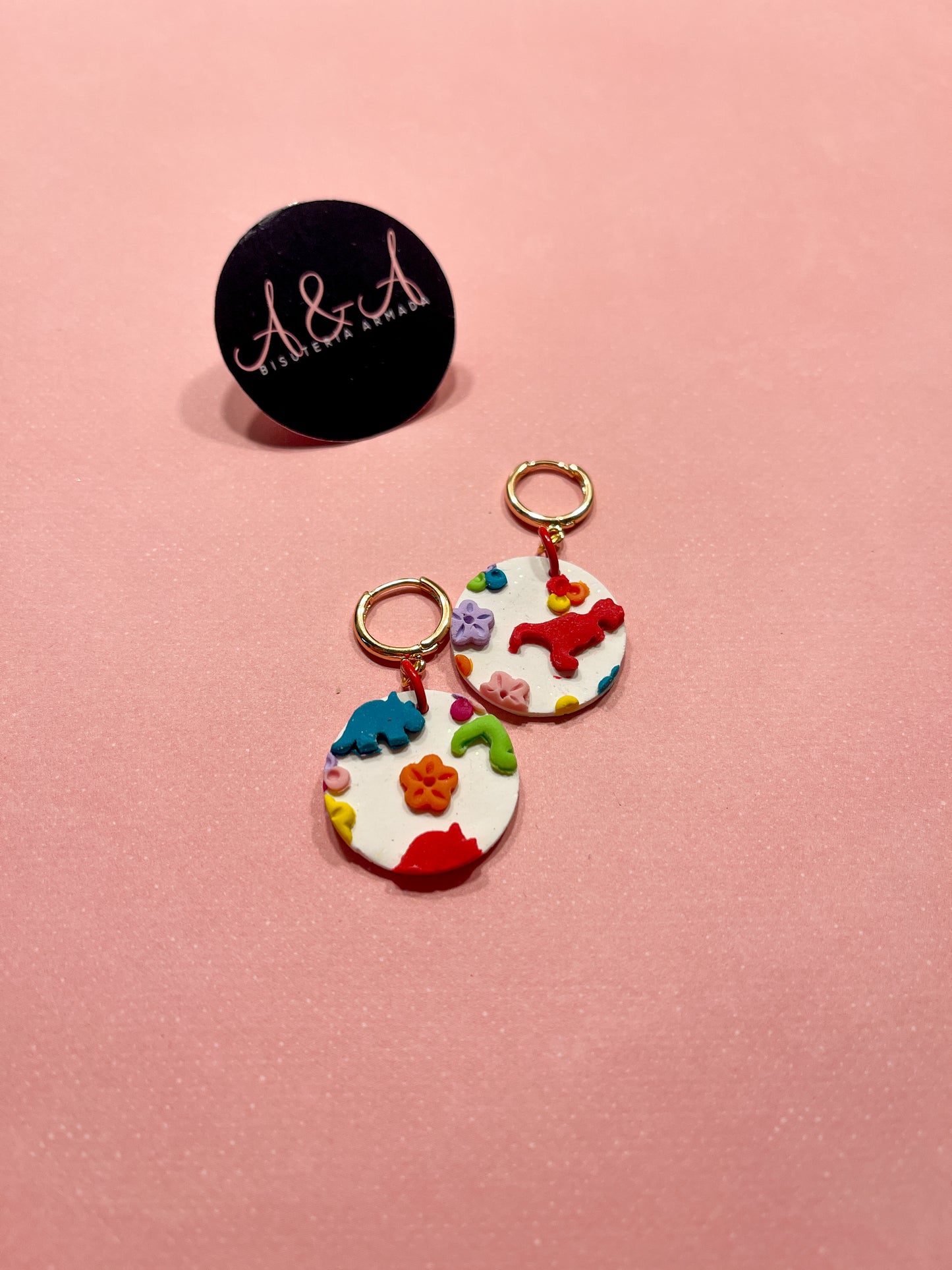 Dinosaur Rainbow Clay Earrings