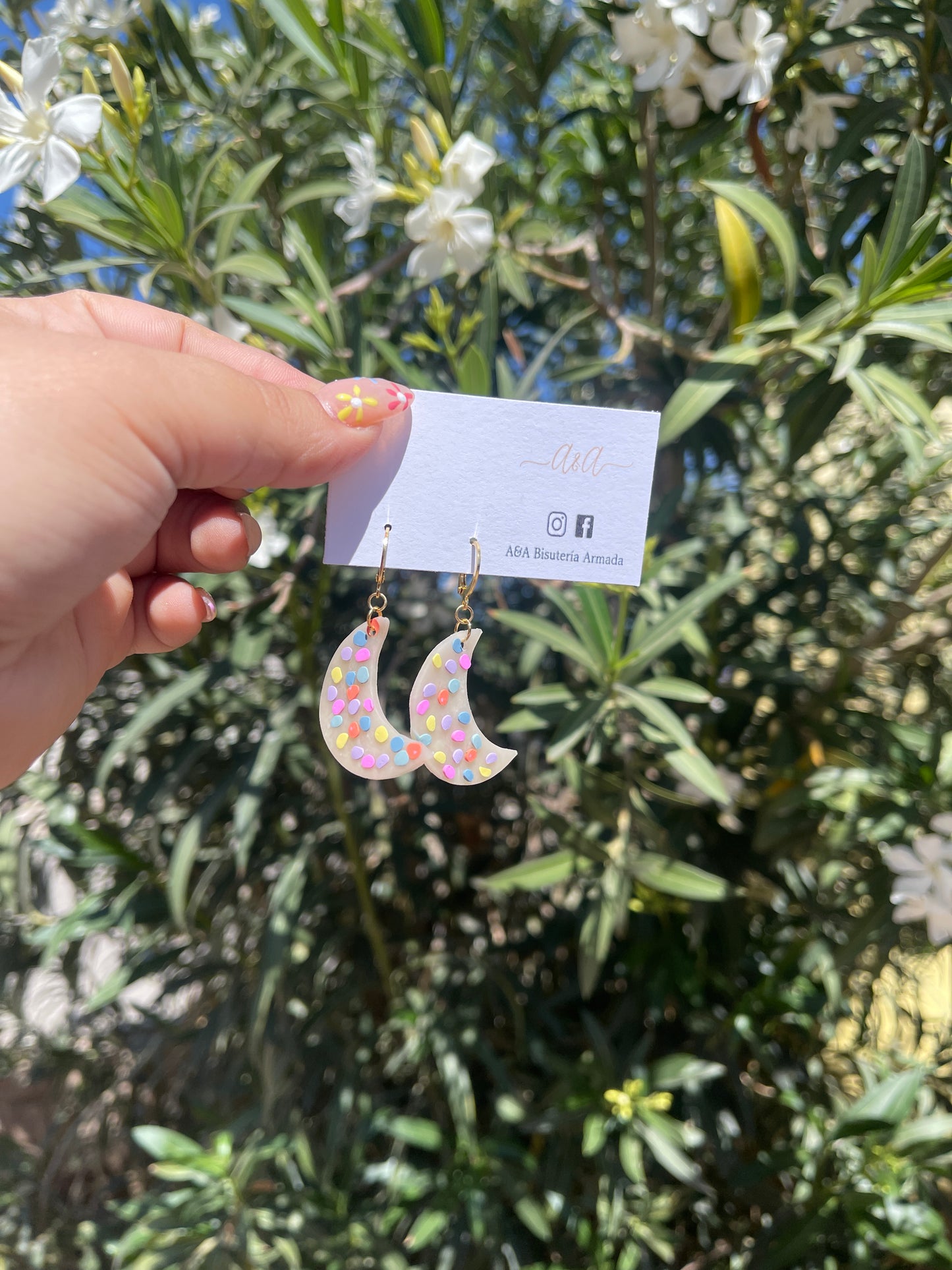 Translucent Rainbow Dots Moon
