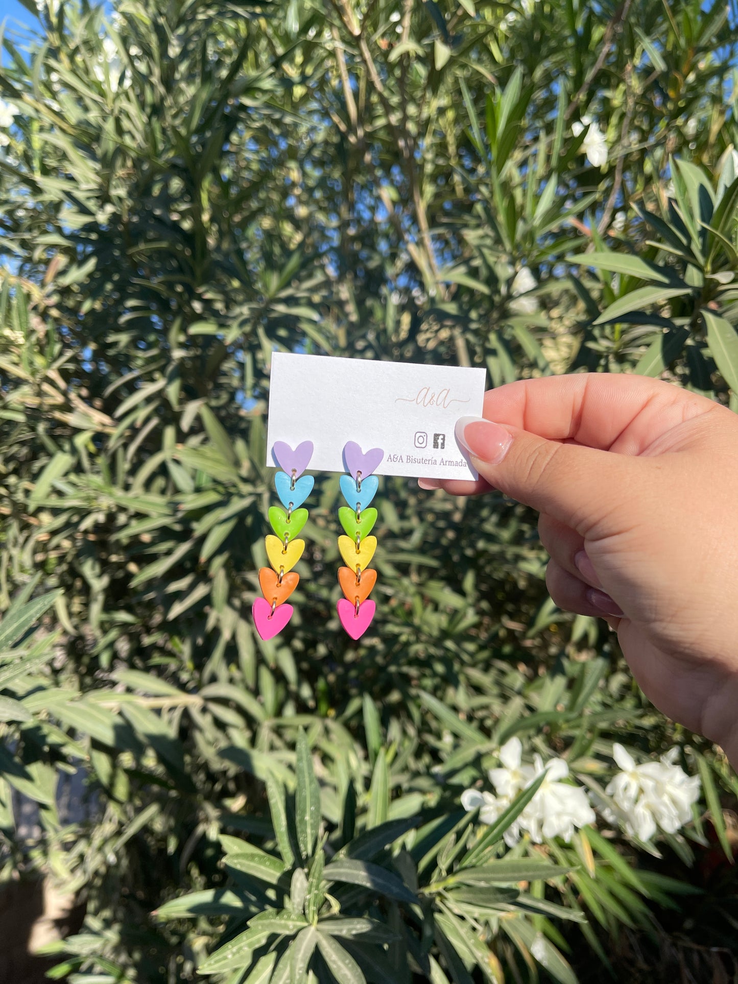 Heart Rainbow Clay Earrings