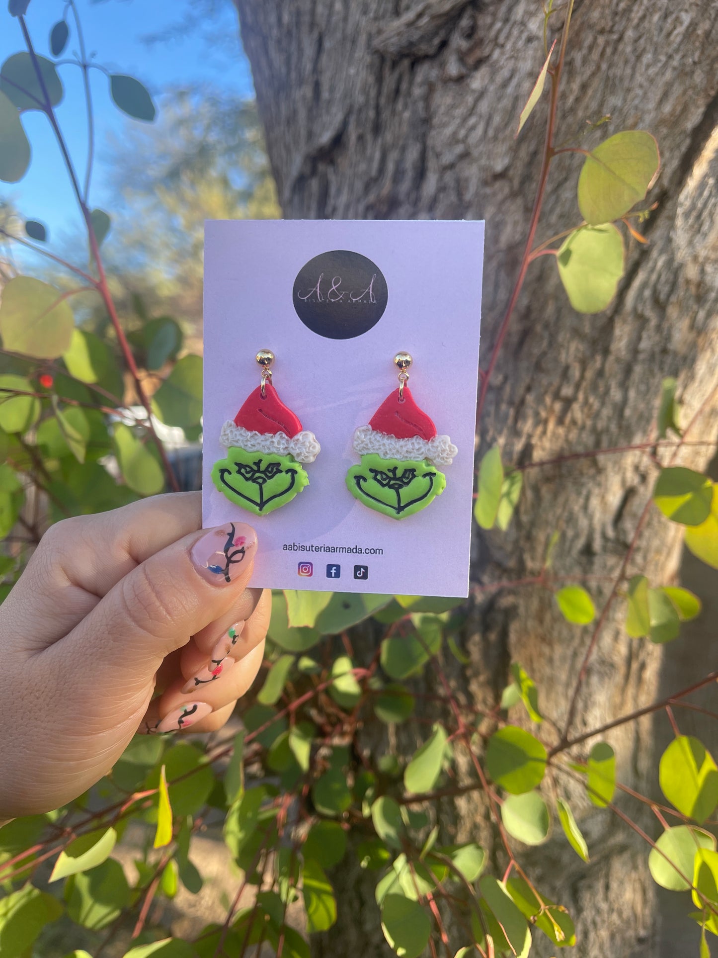 Grinch Clay Earrings