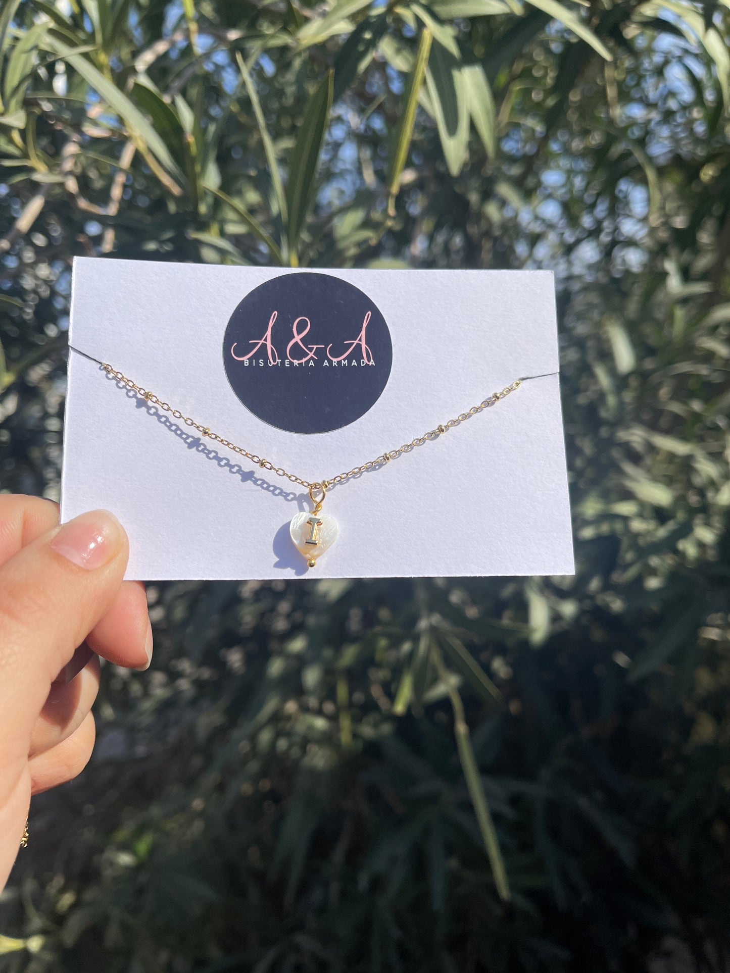 Pearl Heart Initial Necklace