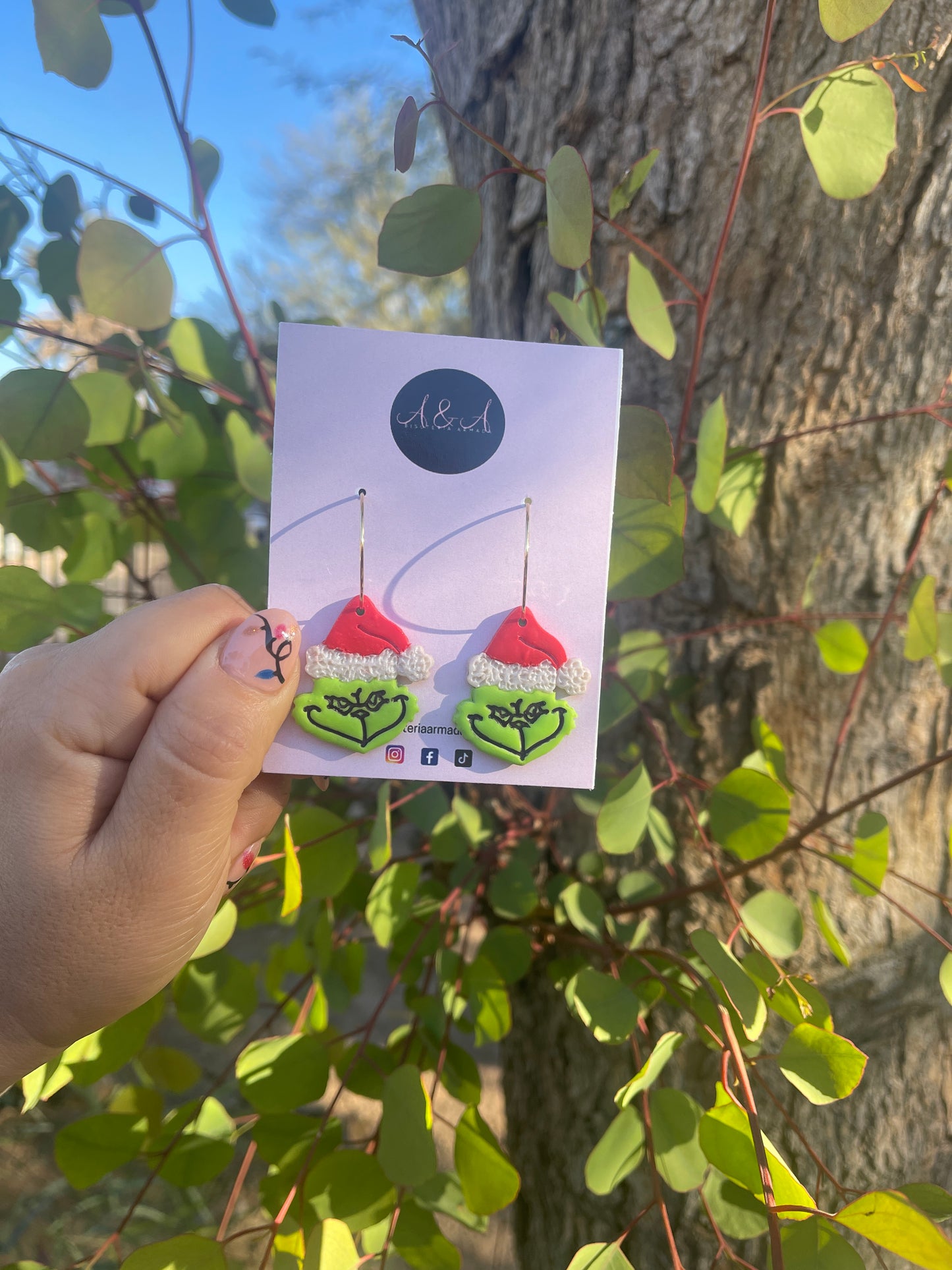 Grinch Clay Earrings