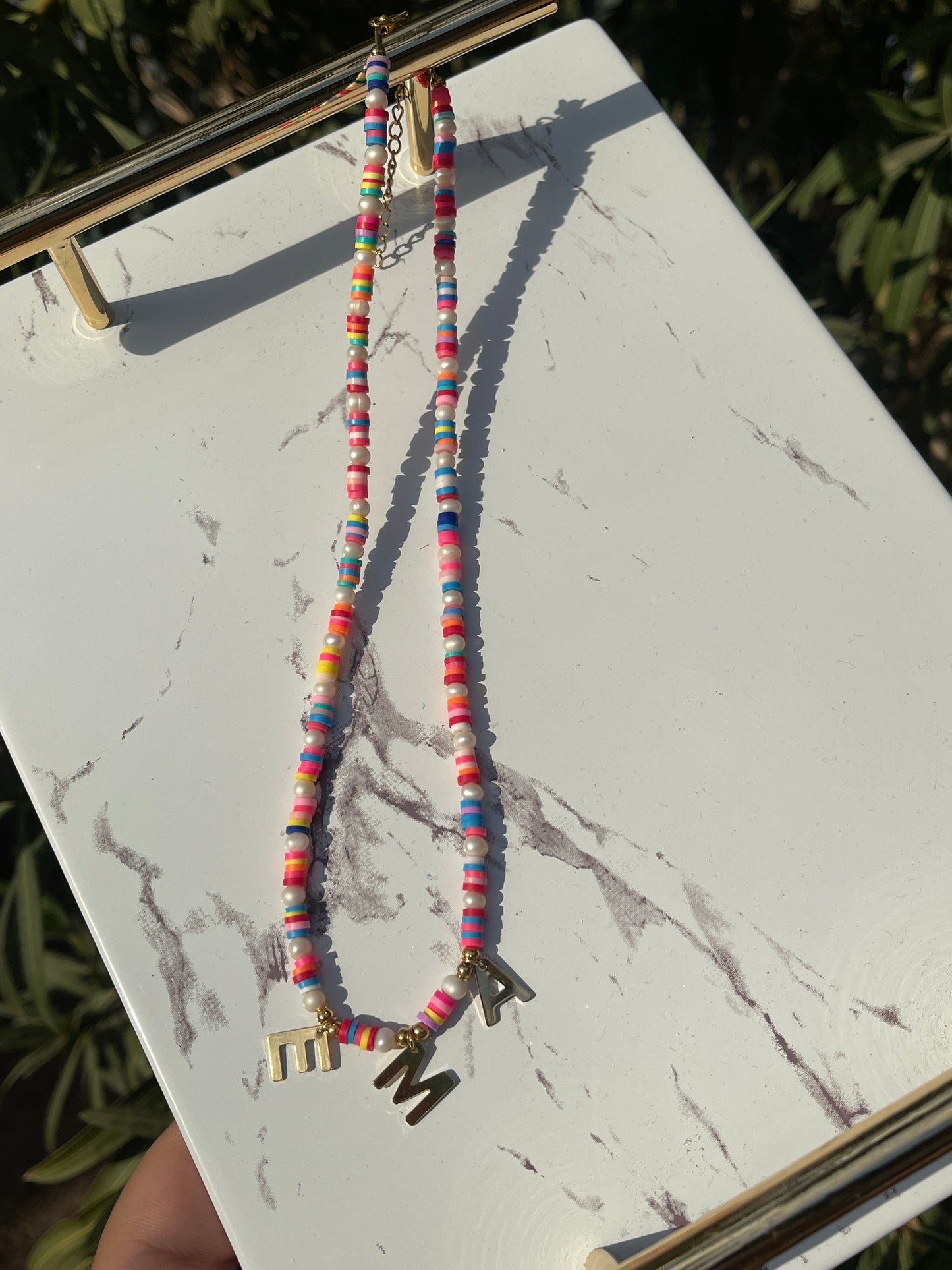 Colorful Pearl Name Necklace