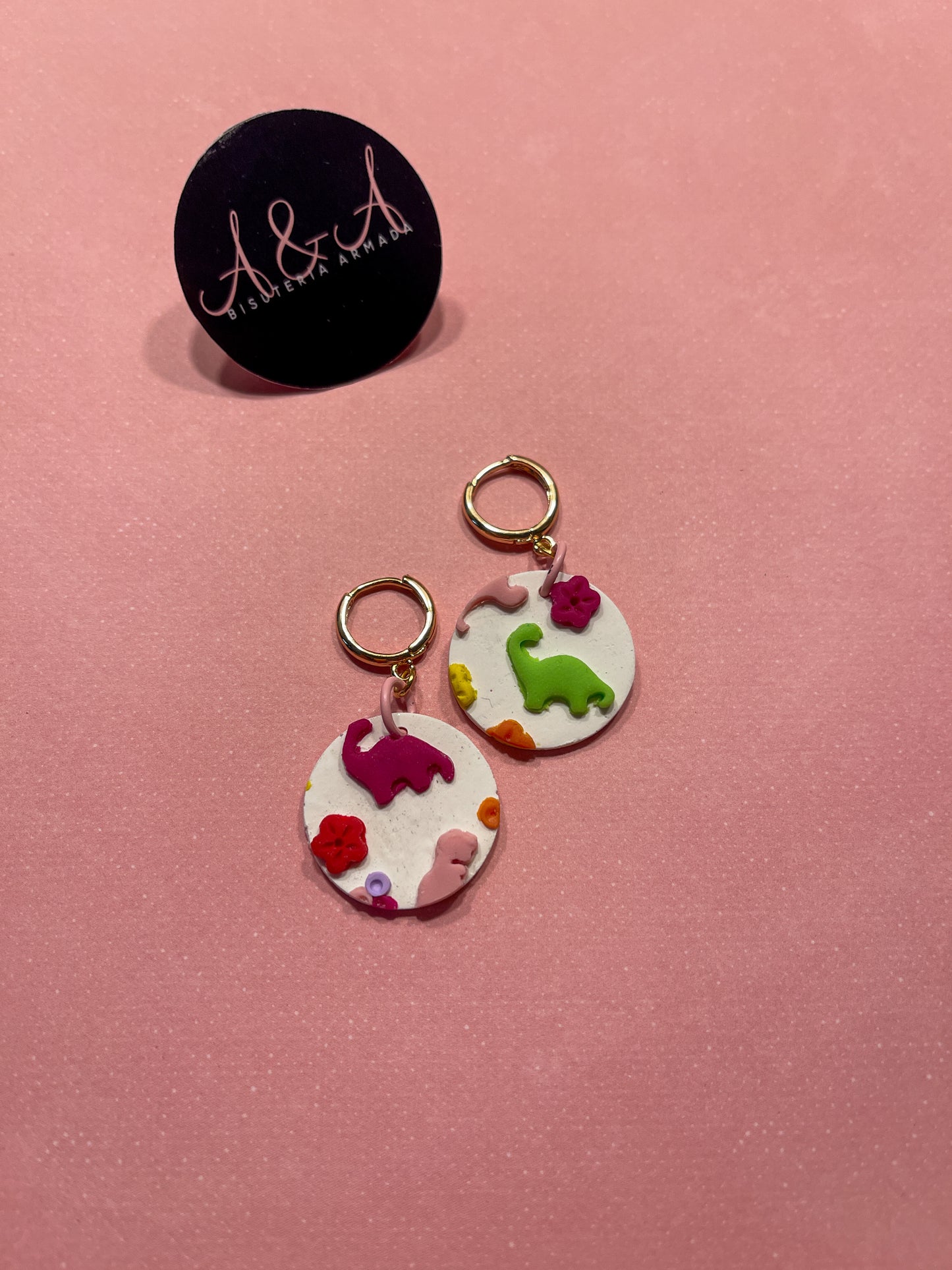 Dinosaur Rainbow Clay Earrings
