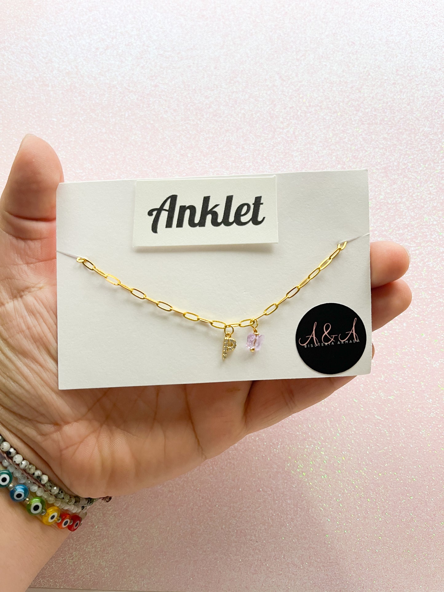 Initial Butterfly Anklet