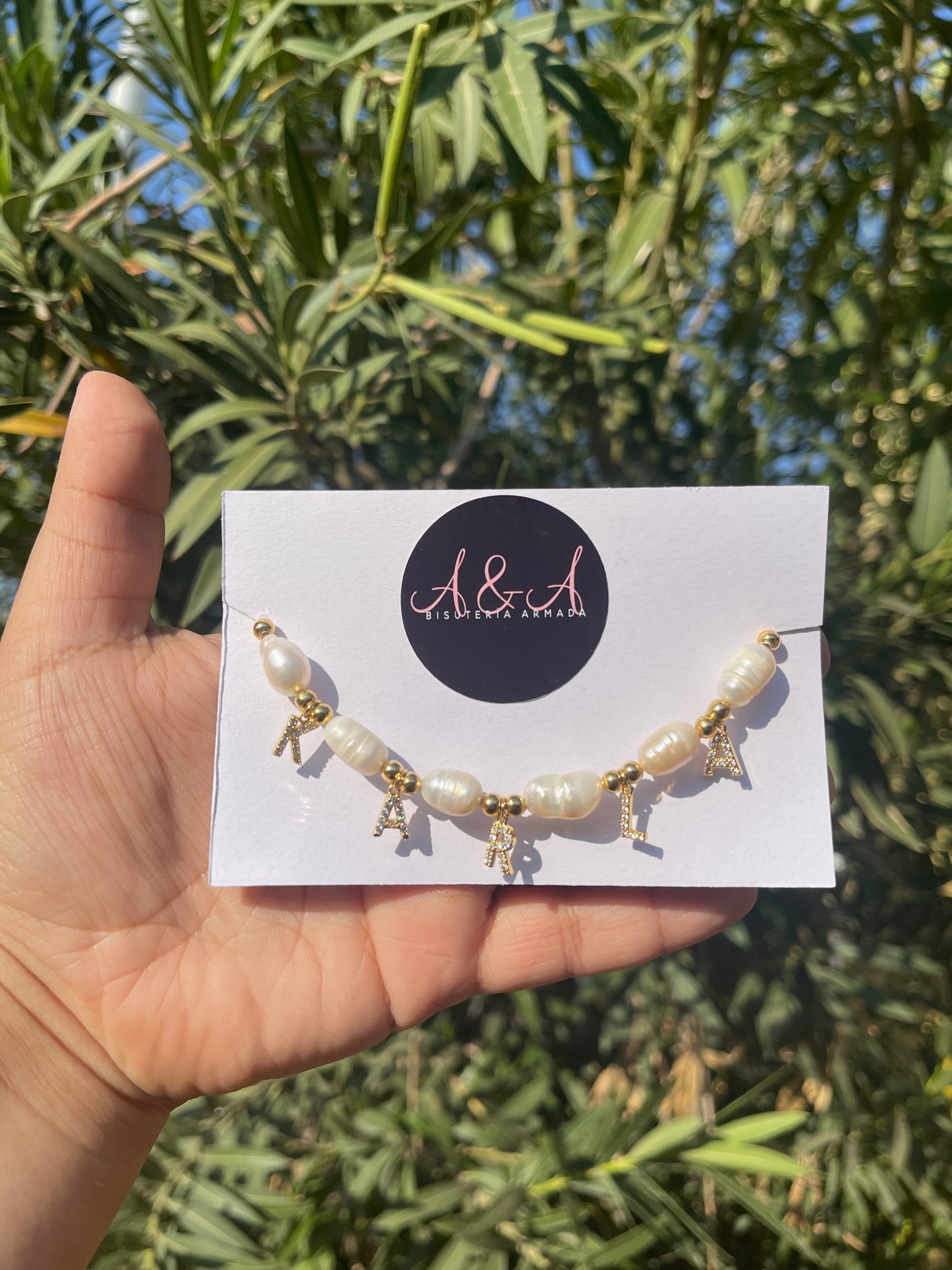 Pearl Name Necklace Zirconia Initial