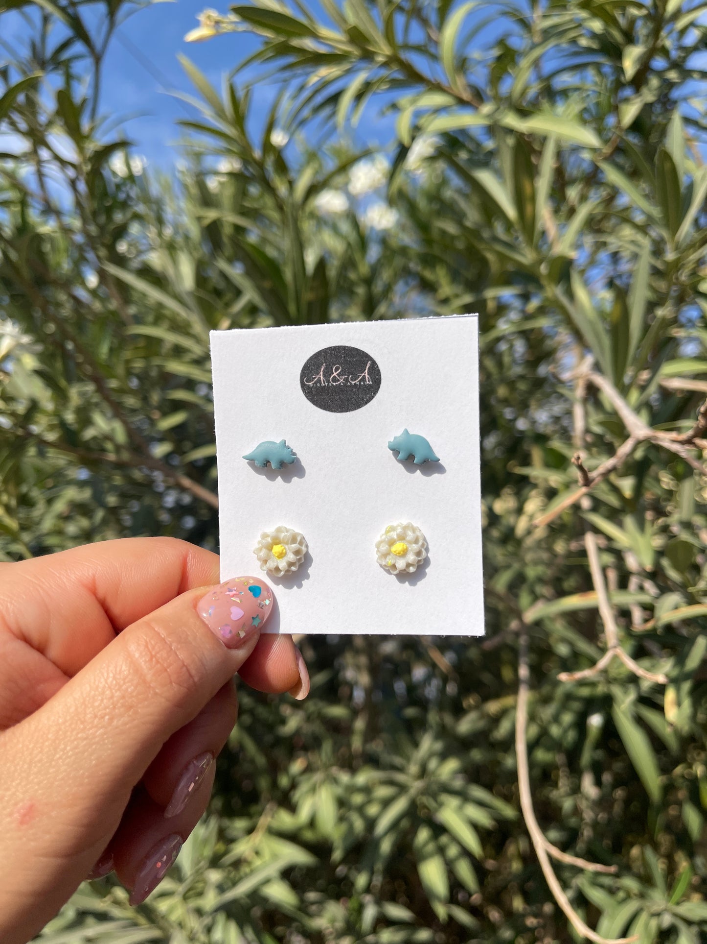 Triceratops Dinosaur Clay Earrings