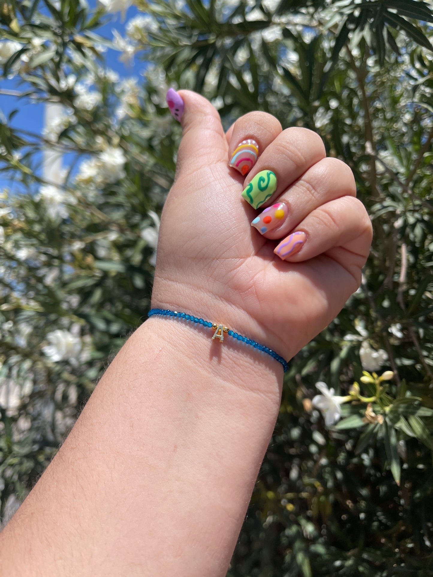 Initial Bracelet with Glass Beads