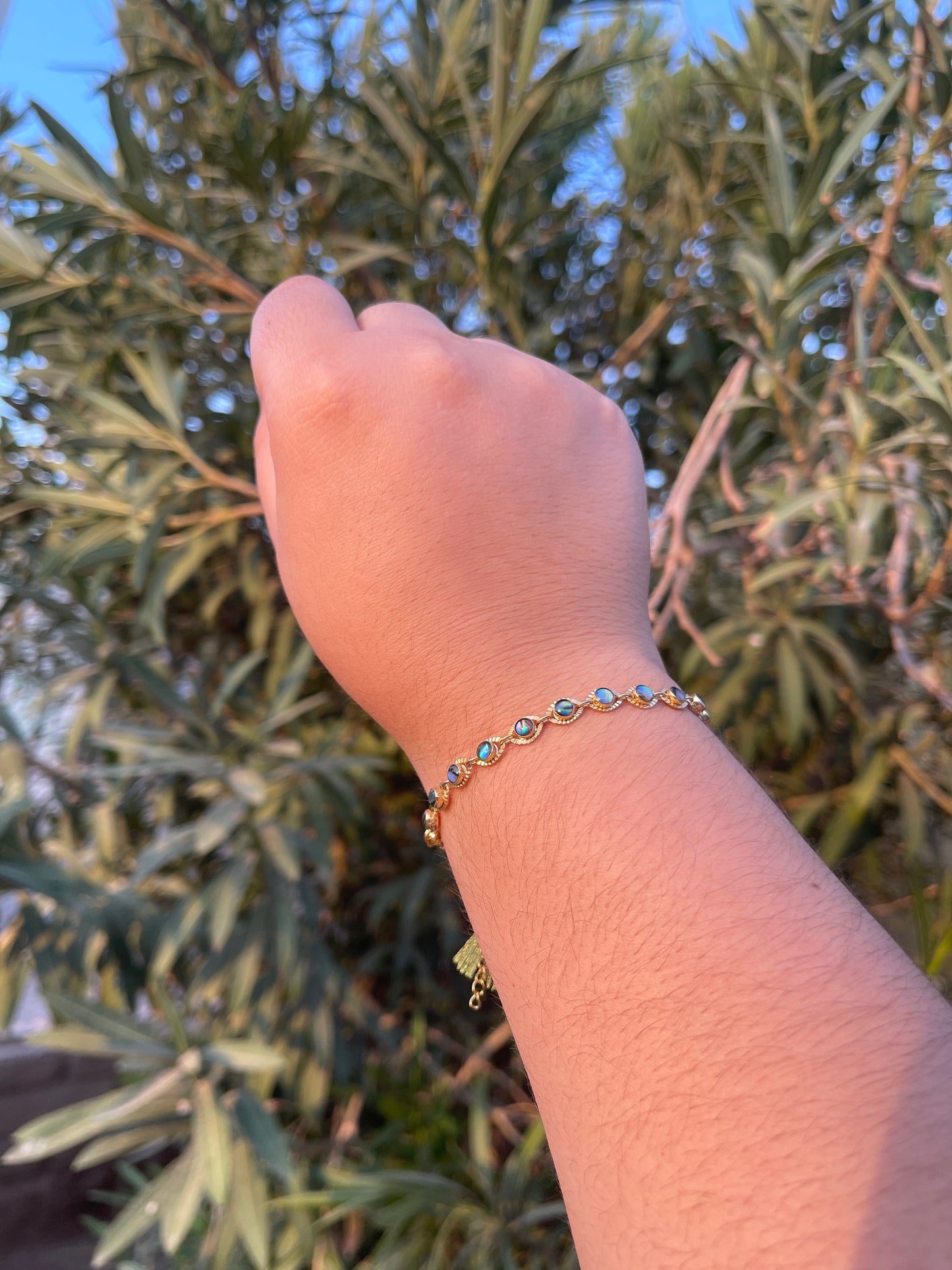 Abalon Shell Evil Eye Bracelet
