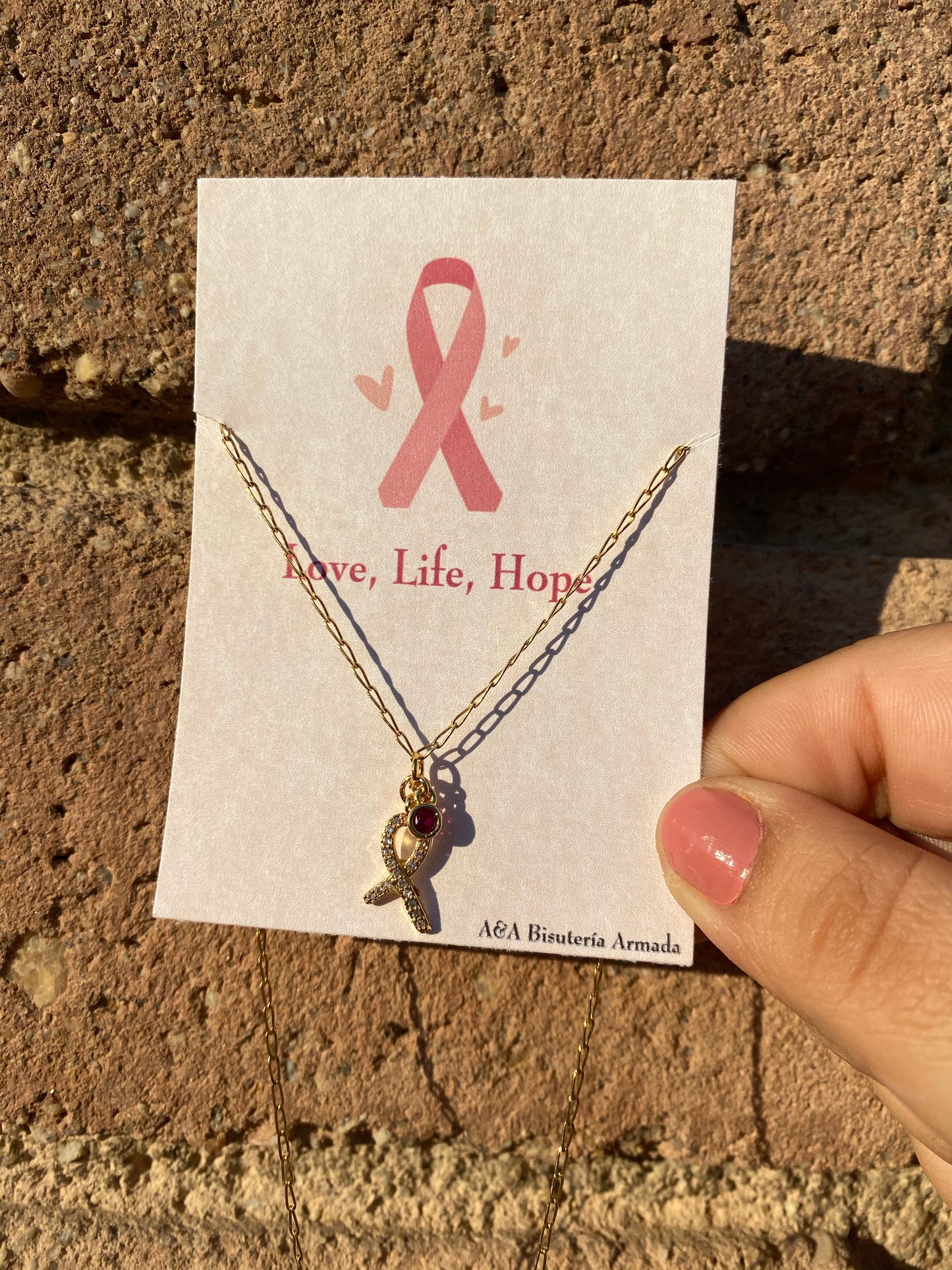 Pink Ribbon Necklace