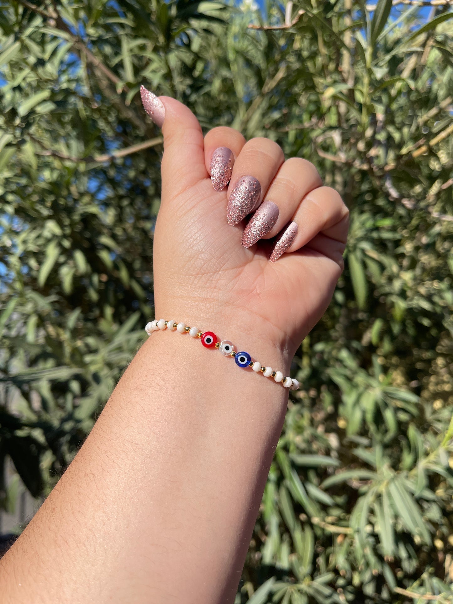 Red, White, Blue Evil Eye Bracelet