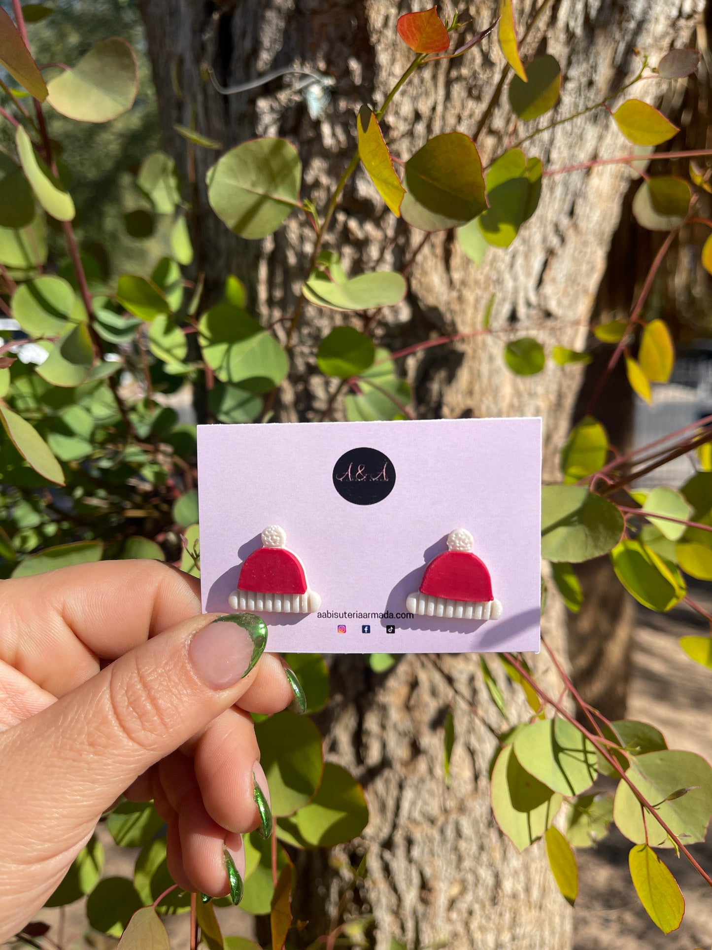 Christmas Hat Clay Studs