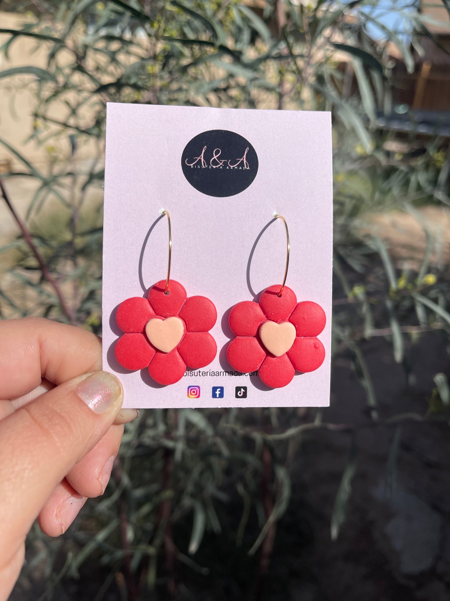 Heart Flower Earrings