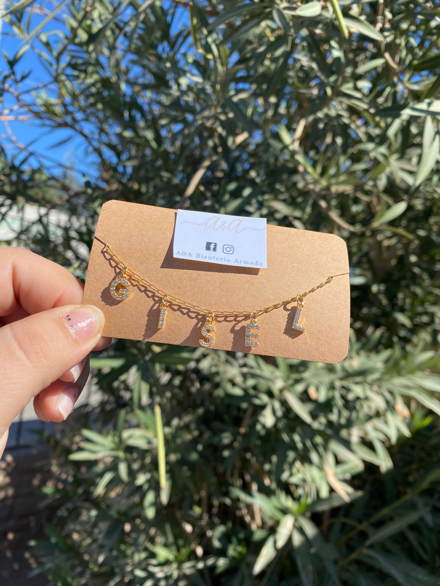 Thin Name Necklace Zirconia Initial