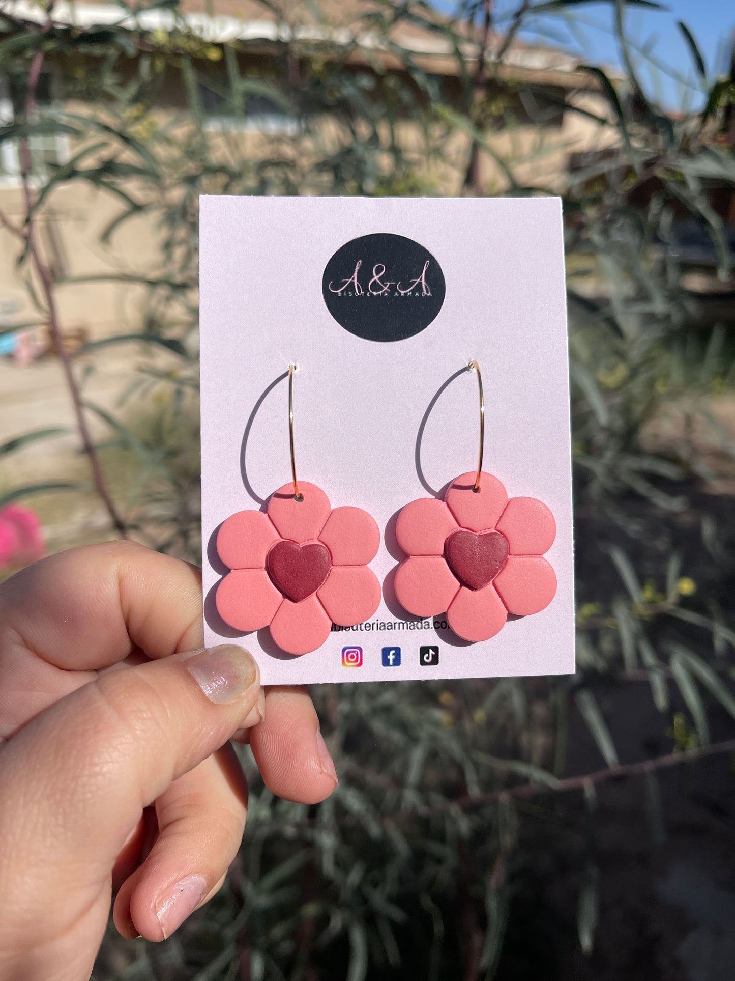 Heart Flower Earrings