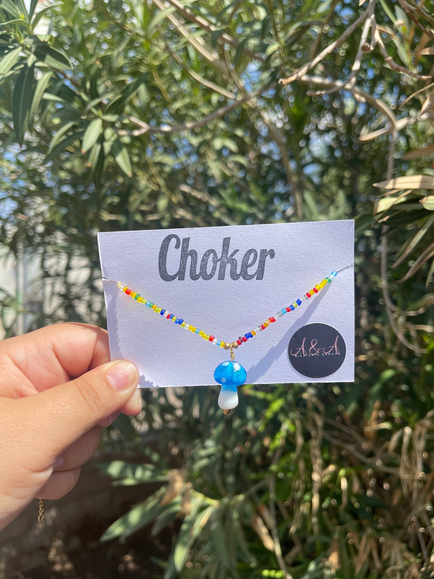 Blue Mushroom Choker