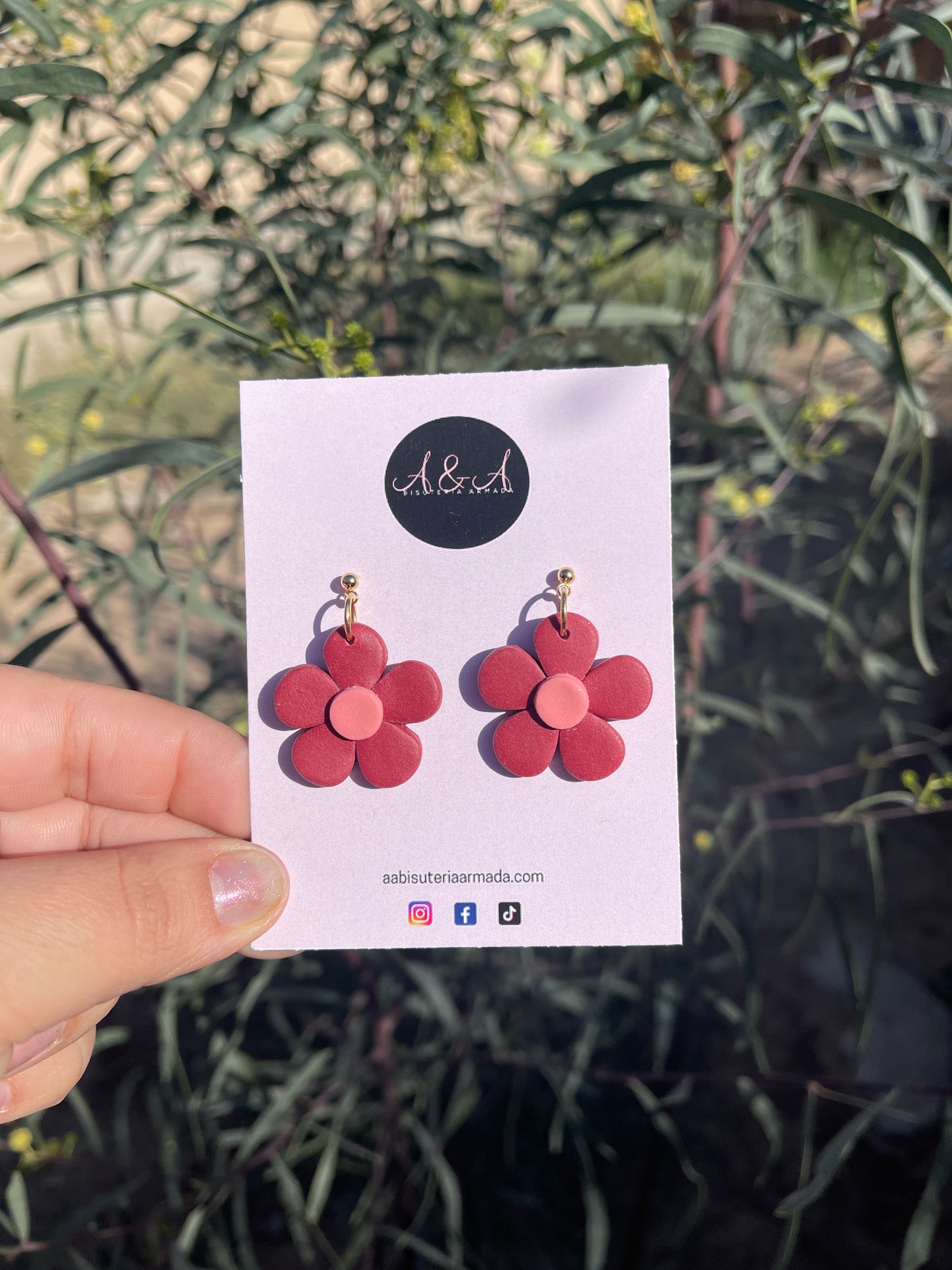 Red Love Flower Earrings