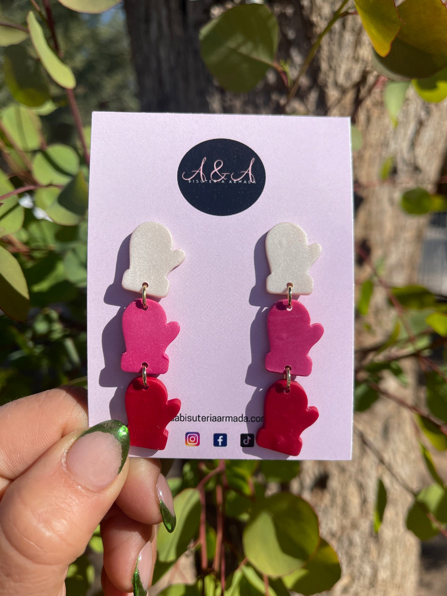 Christmas Gloves Clay Earrings