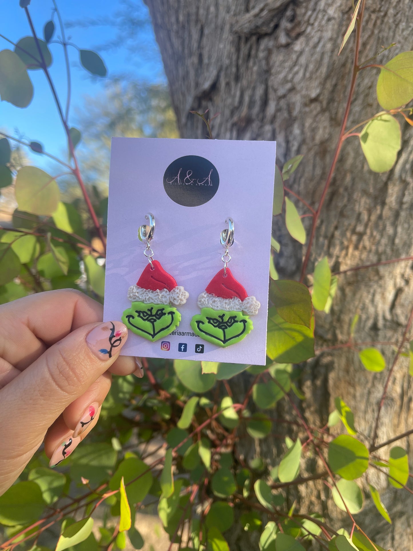 Grinch Clay Earrings