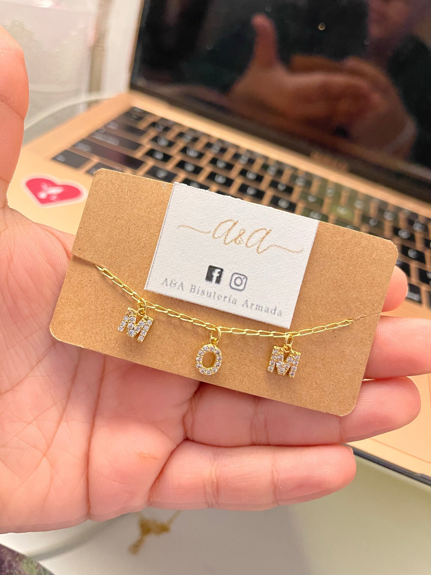 Thin Name Necklace Zirconia Initial