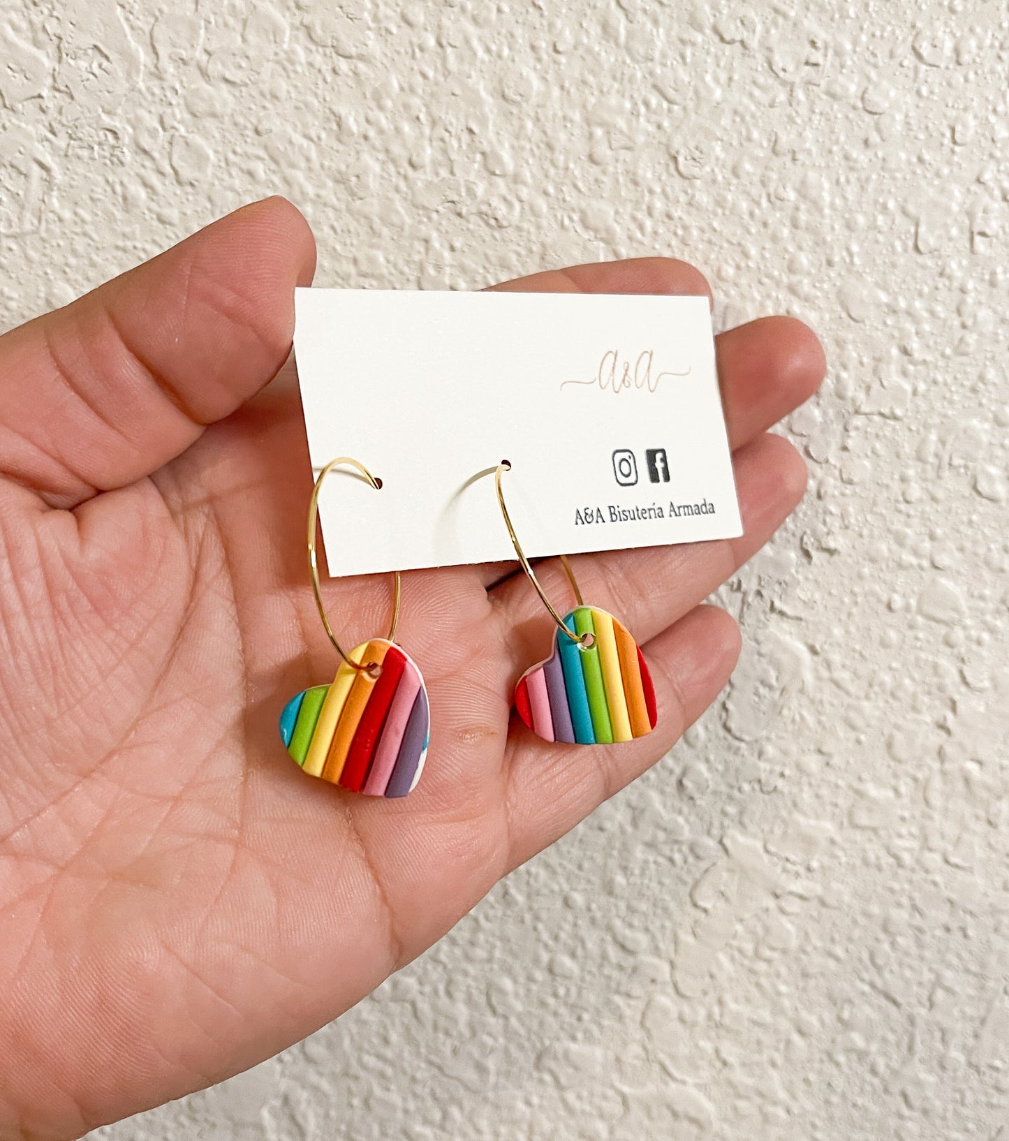 3 Styles Rainbow Heart Clay Earrings