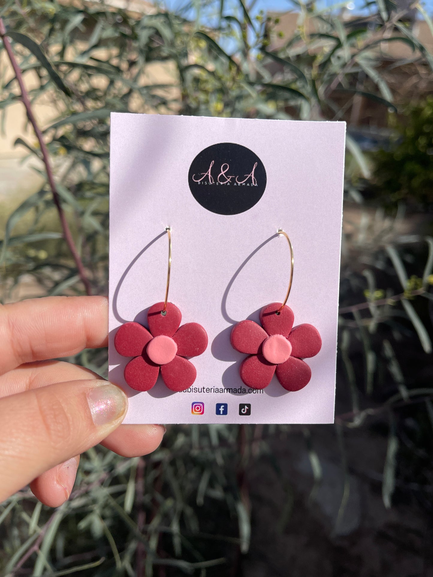 Red Love Flower Earrings