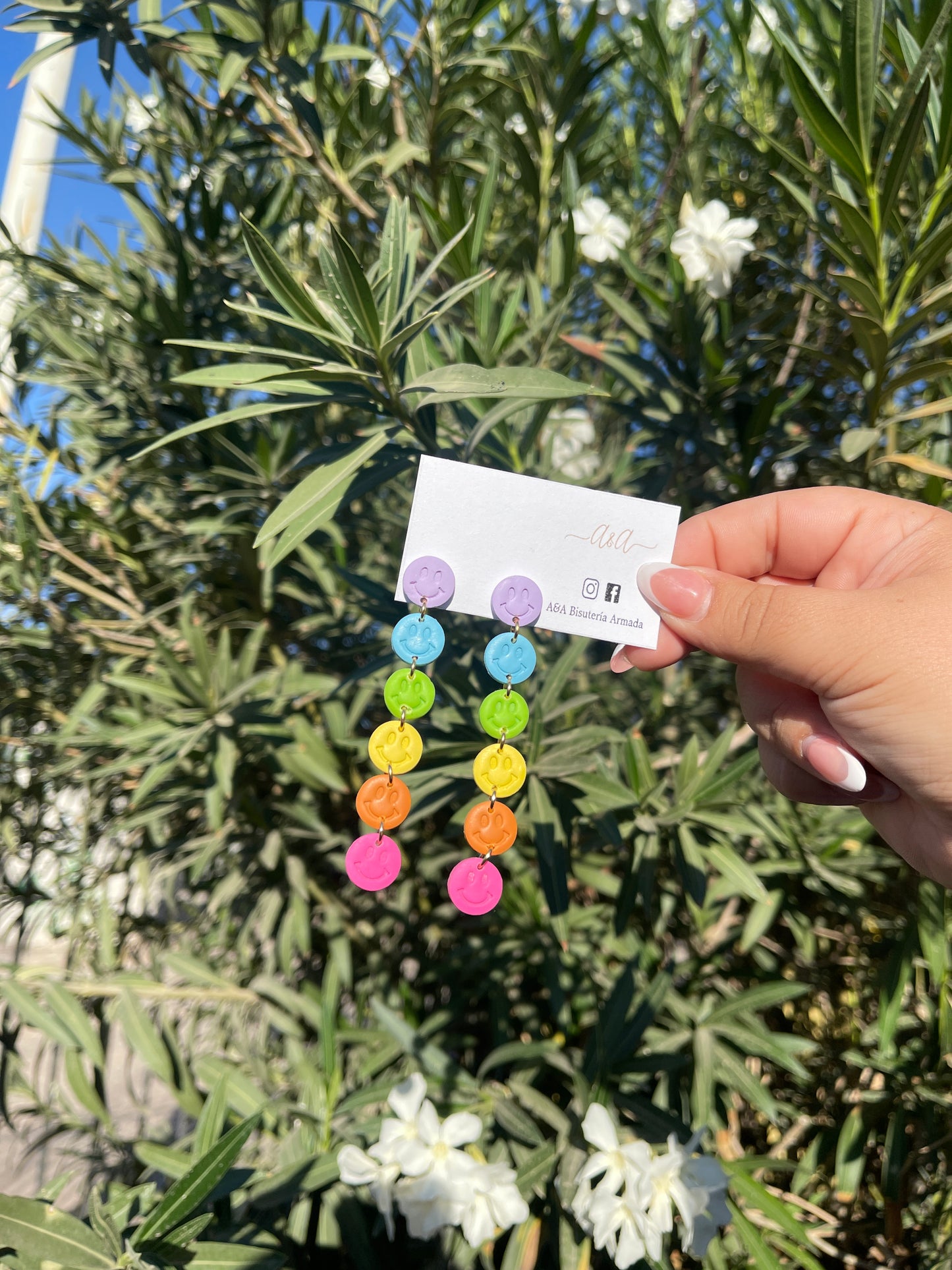 Smiley Rainbow Clay Earrings