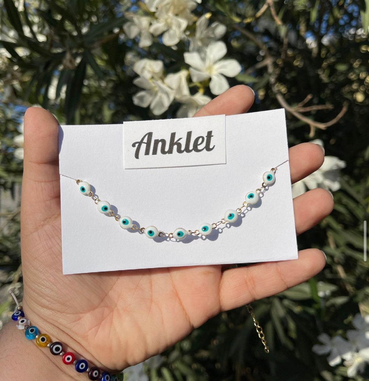 Blue White Evil Eye Anklet
