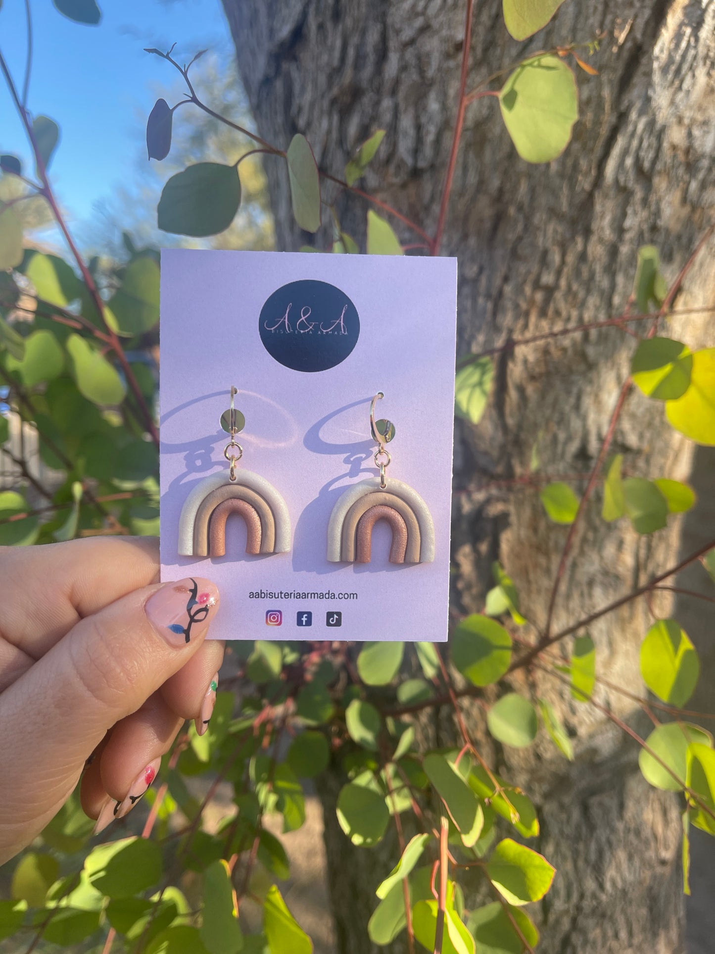 Nude Small Rainbow Earrings