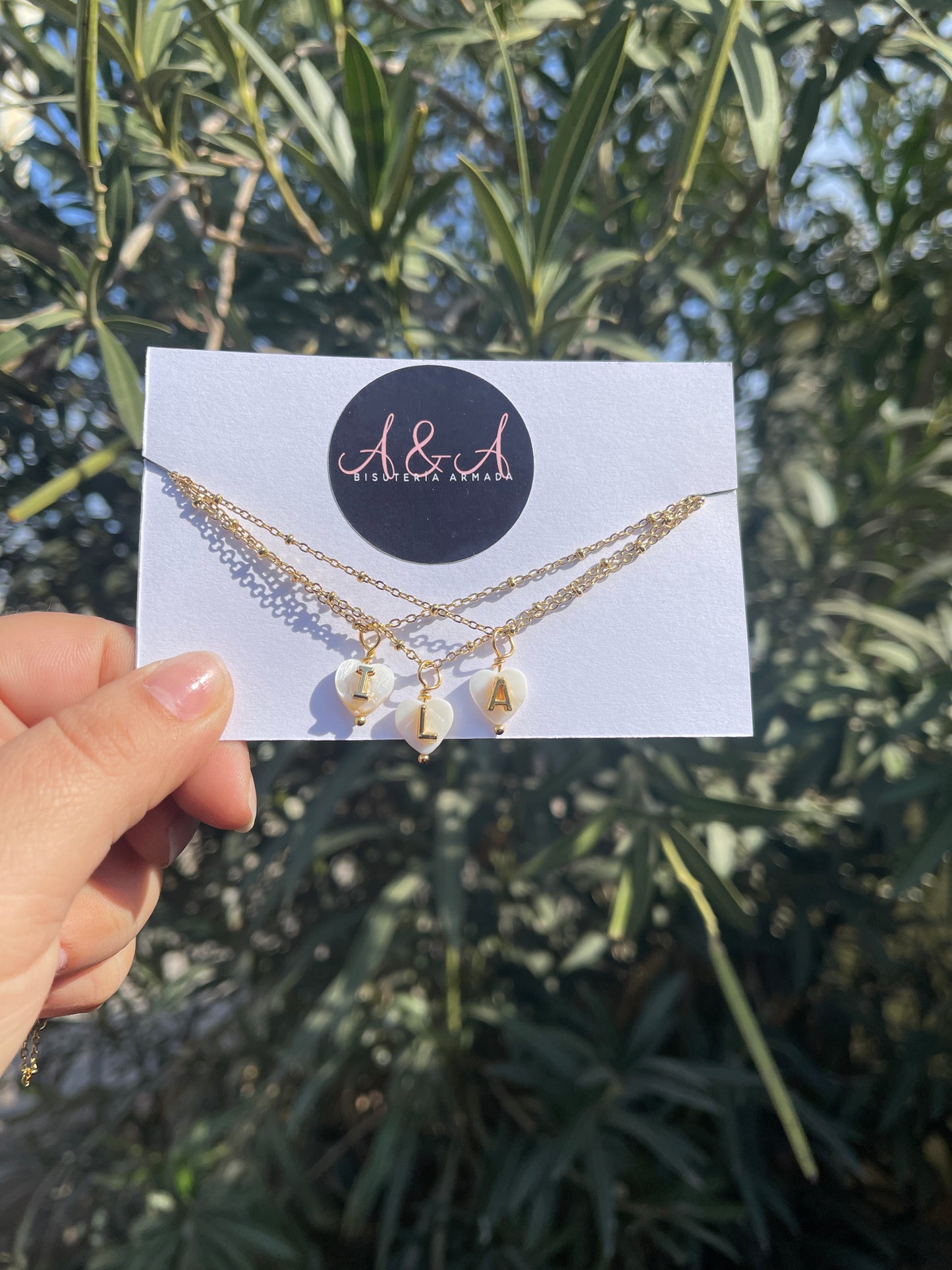 Pearl Heart Initial Necklace