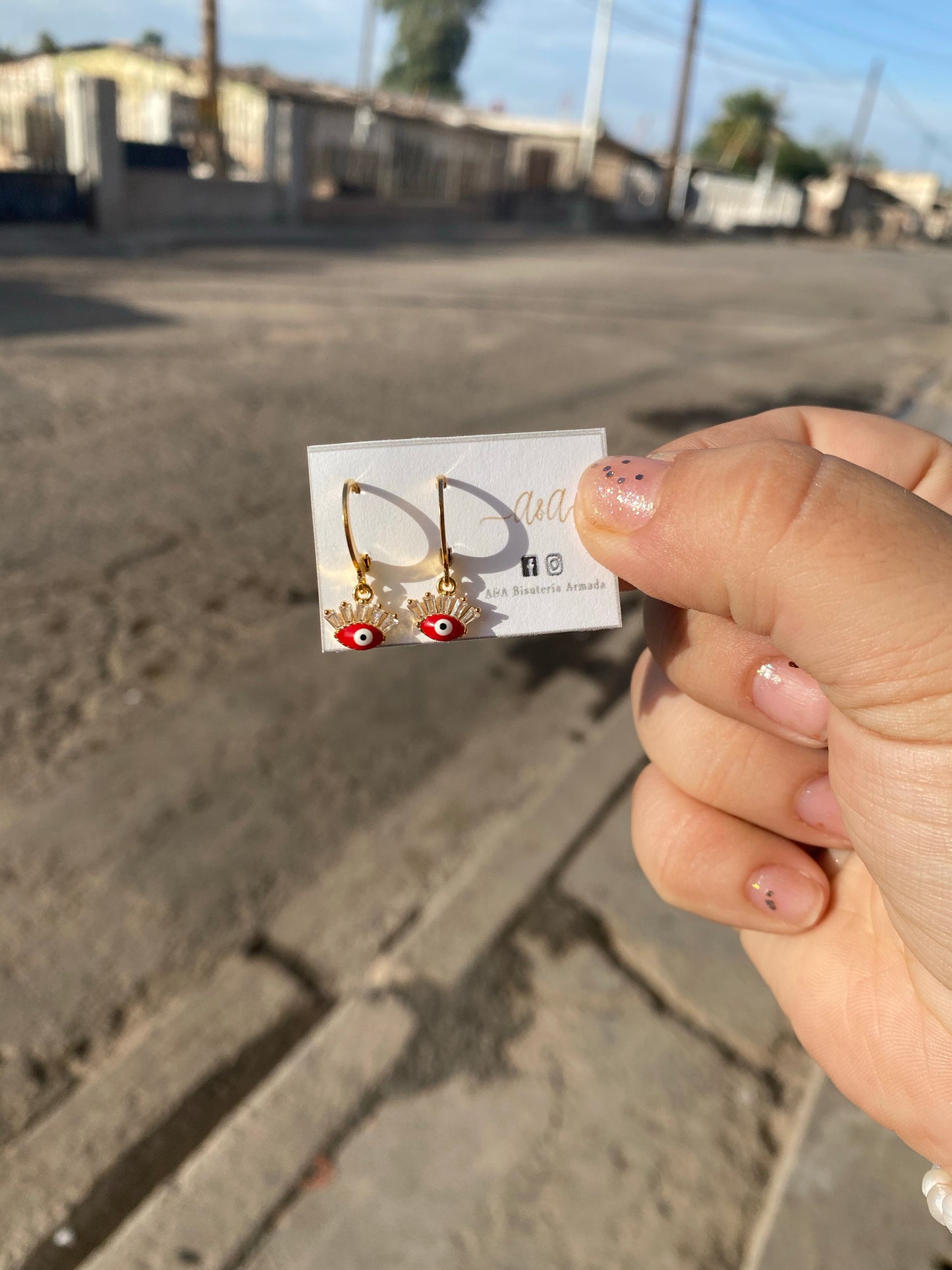 Evil Eye Zirconia Pendant Earrings