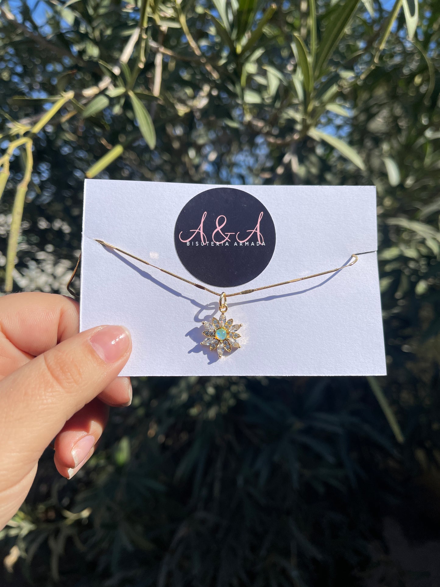 Opal Flower Necklace