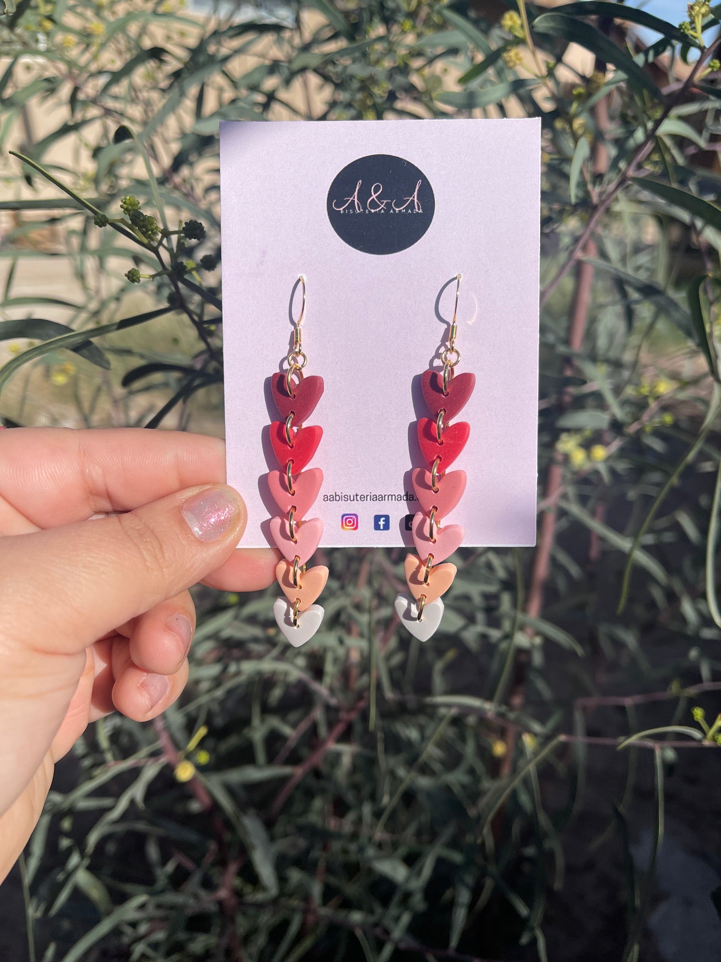 Red Hearts Clay Earrings
