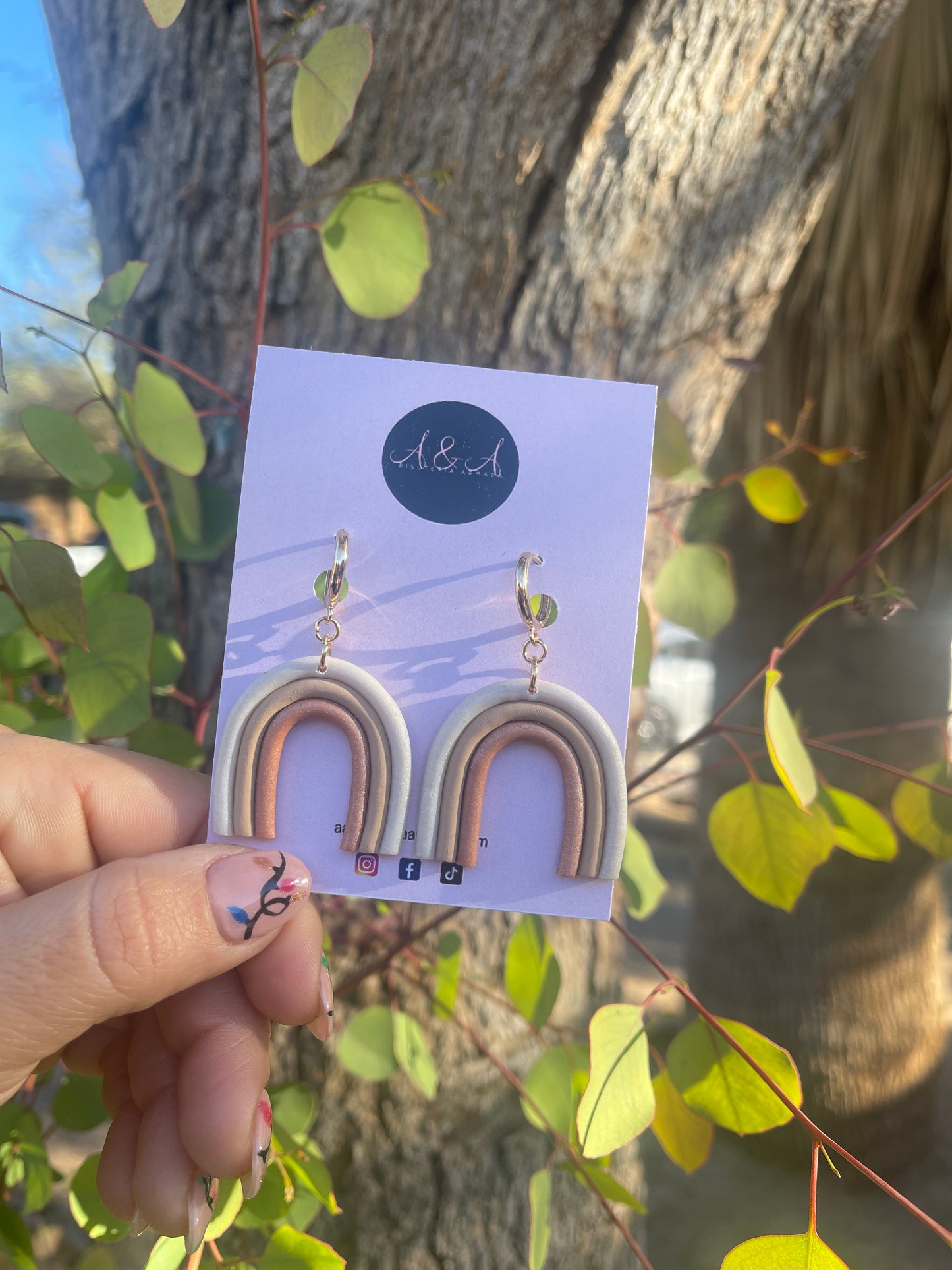 Nude Big Rainbow Earrings