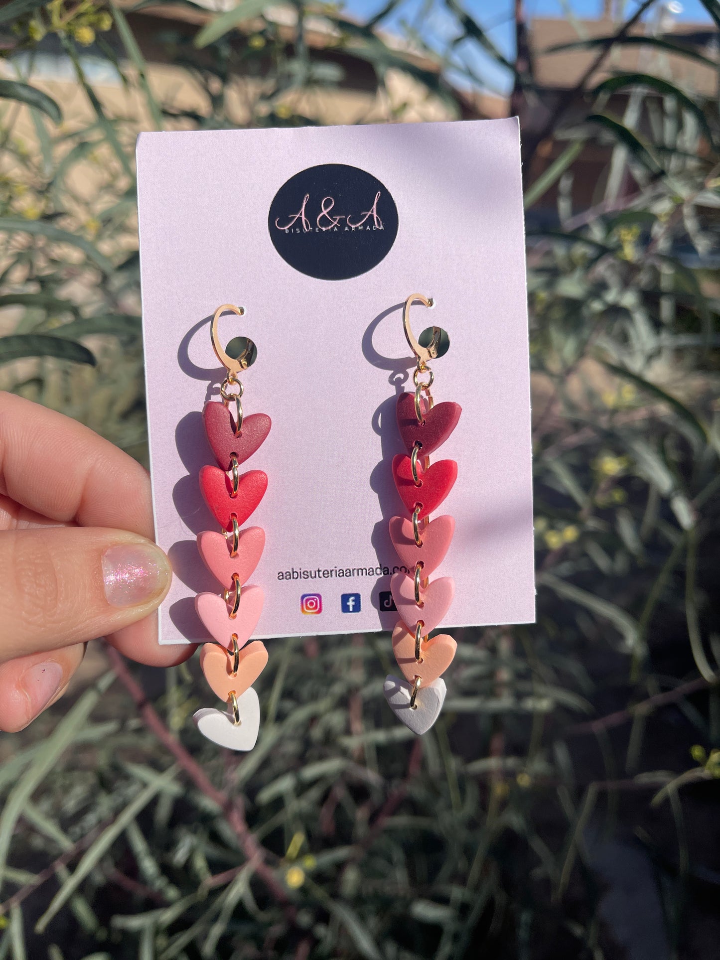 Red Hearts Clay Earrings