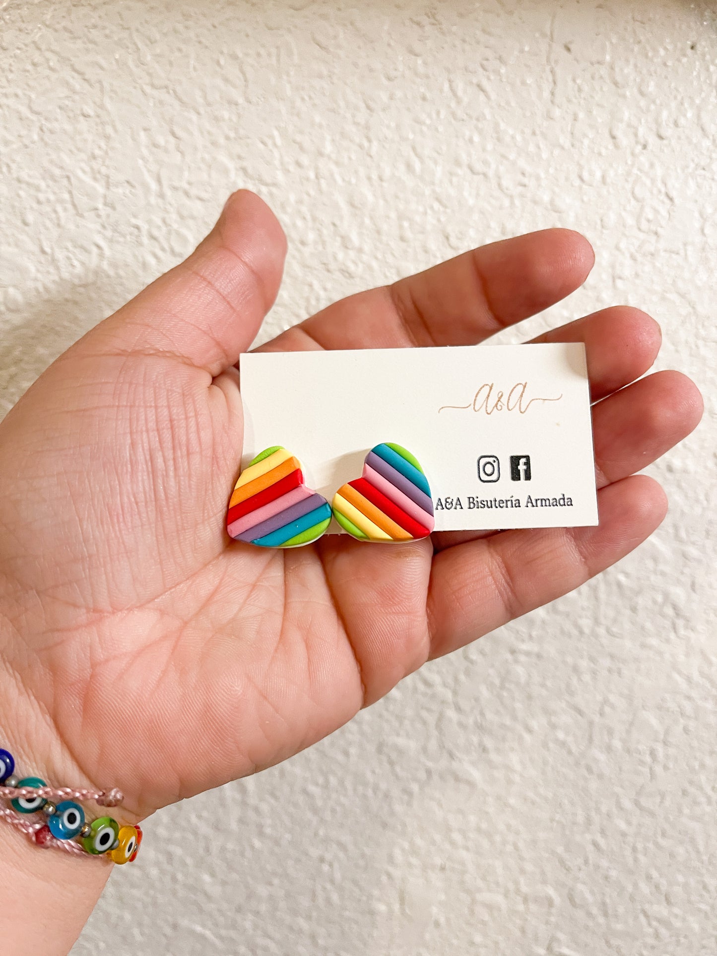 3 Styles Rainbow Heart Clay Earrings