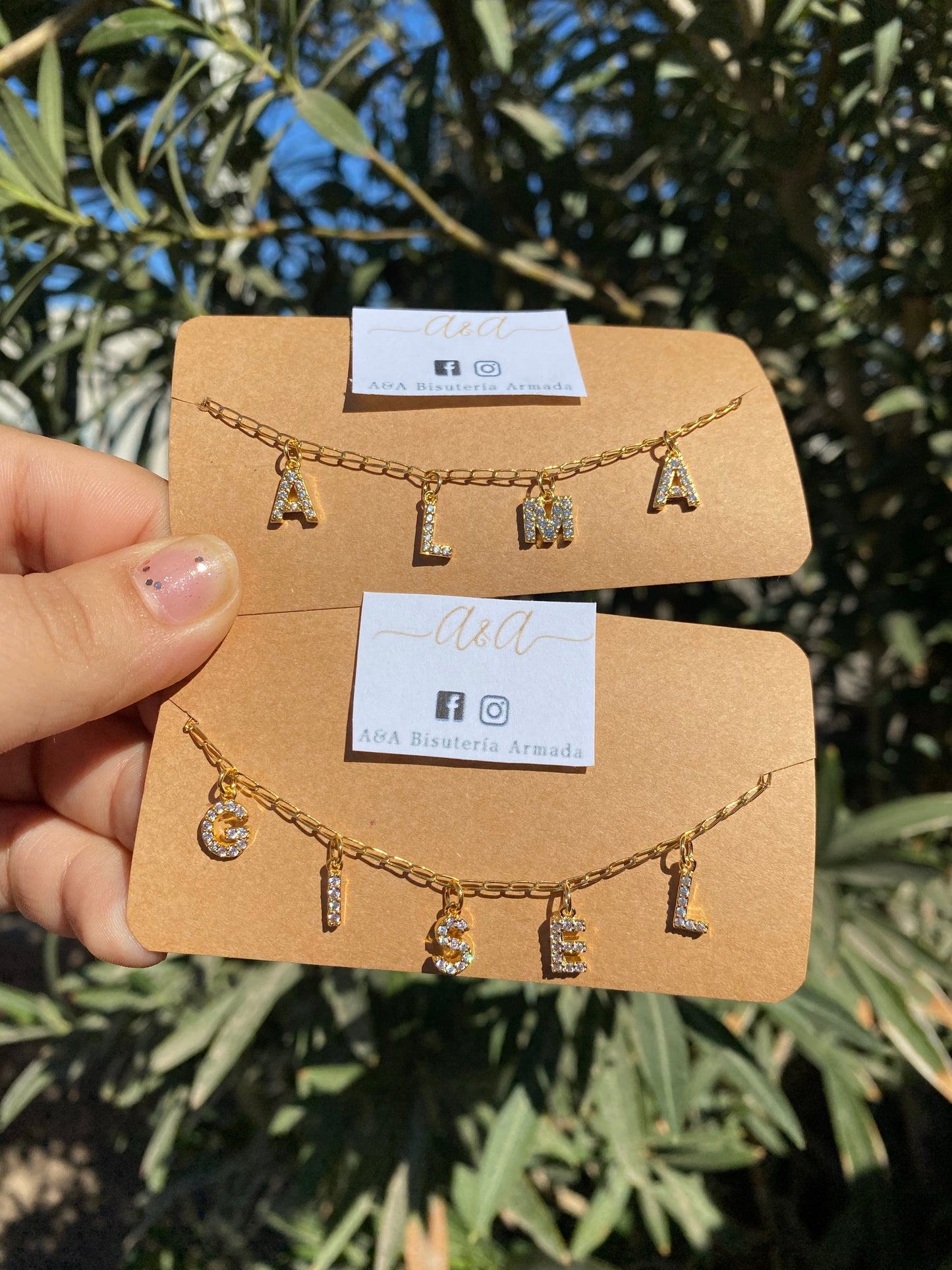 Thin Name Necklace Zirconia Initial
