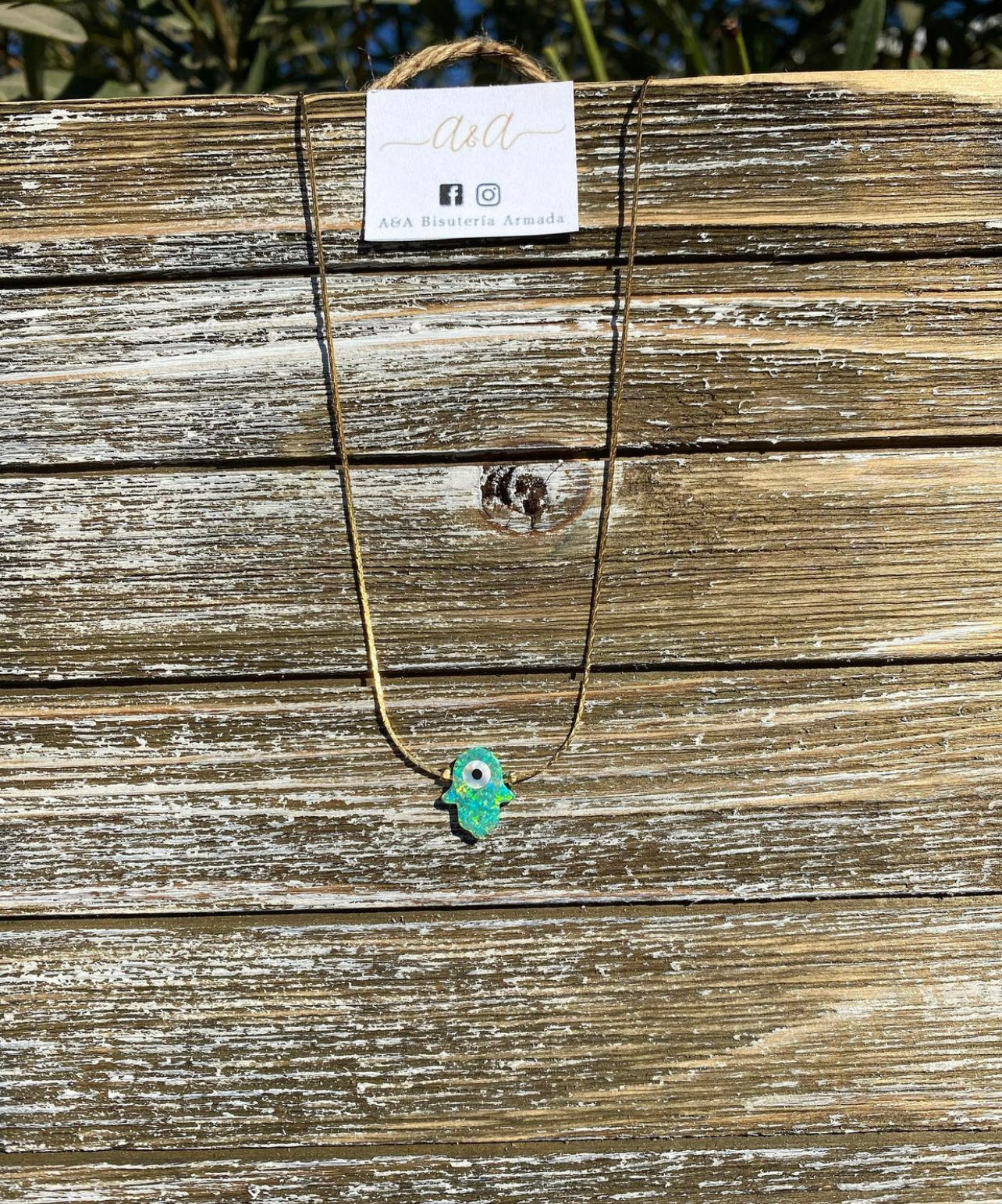 Opal Hamsa Hand Necklace