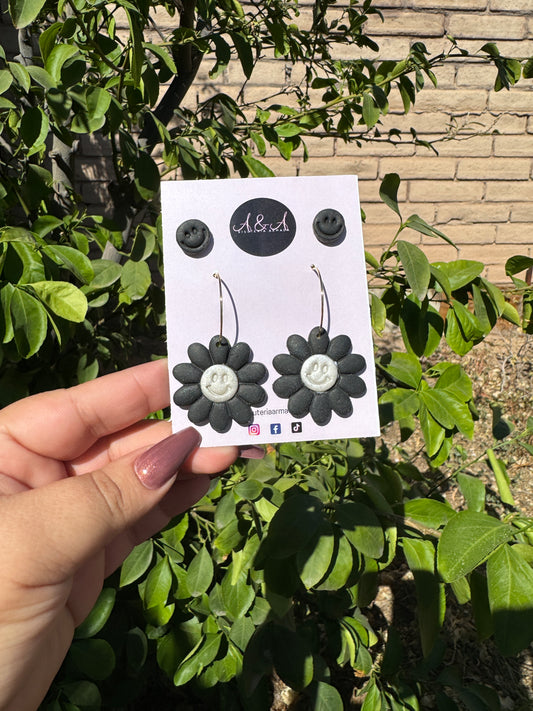 Black and White Clay Earrings