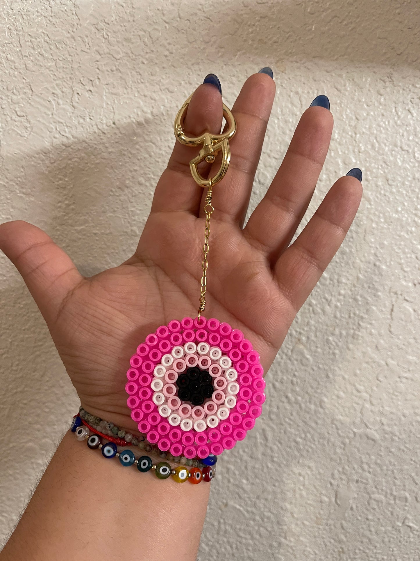 Pink Evil Eye Keychain